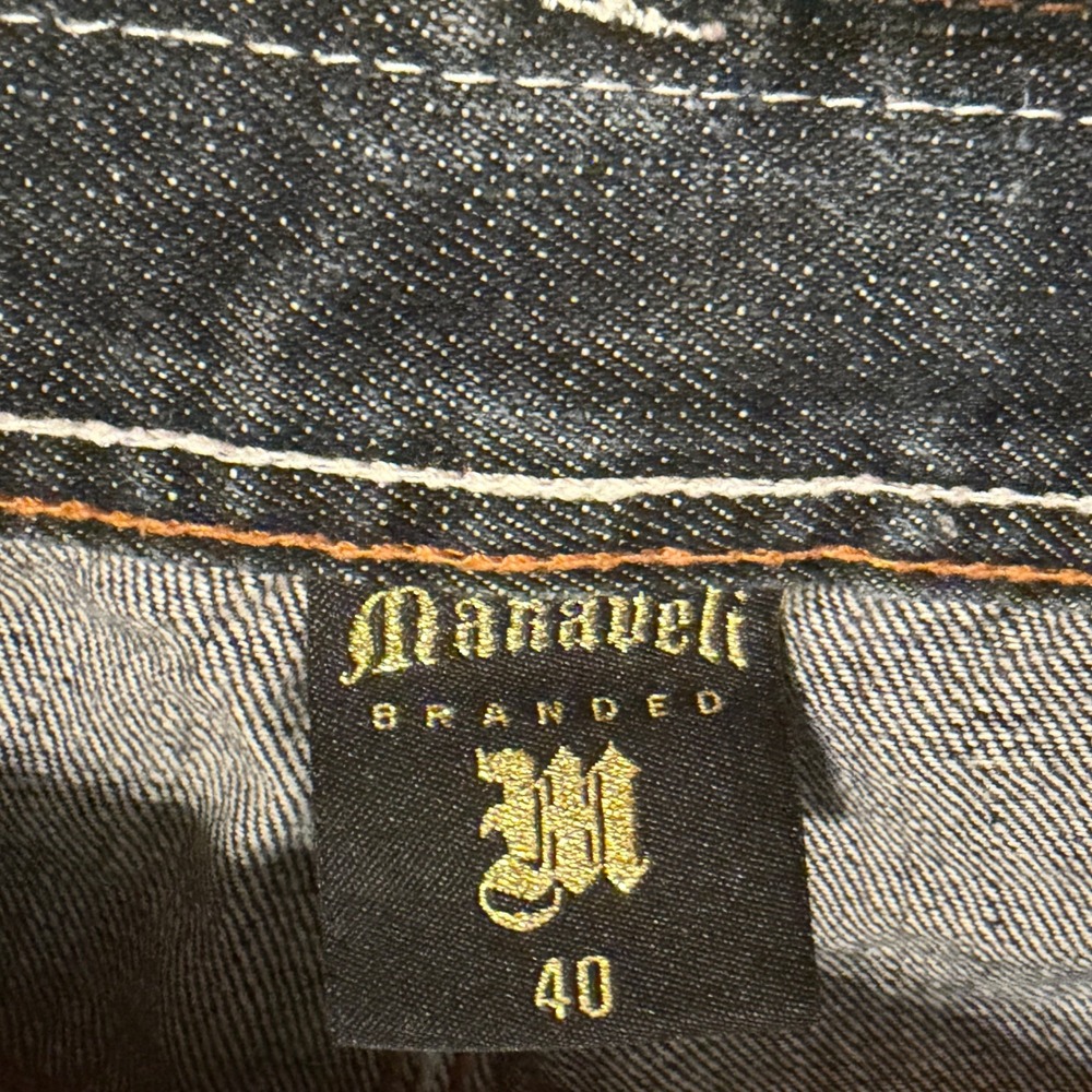 Y2K Makaveli Branded Hip-Hop Mens Embroidered Denim Jeans Eagle Dark Wash Sz 40 - Picture 4 of 7